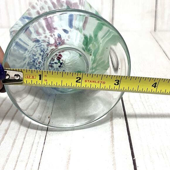 Lavorazione Murano Glass Bud Vase Fluted Twisted-Stem Blue Green Pink Speckled - Picture 8 of 9